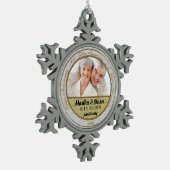 50e Golden Jubileum Damask Foto Tin Sneeuwvlok Ornament (Links)