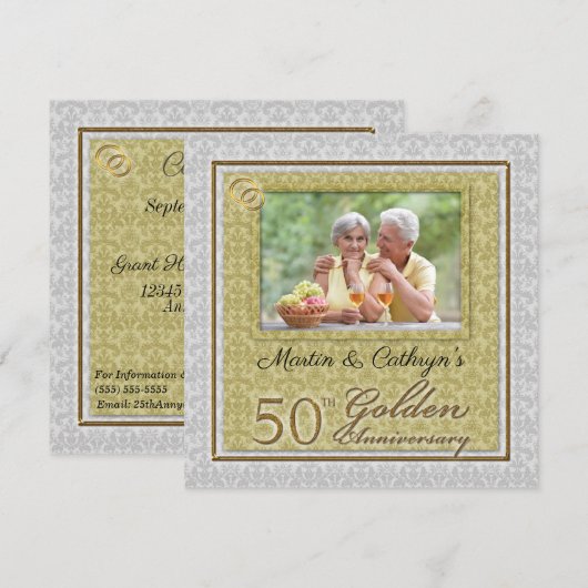 50e Golden Jubileum Damask met foto Kaart (Voorkant / Achterkant)