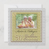 50e Golden Jubileum Damask met foto Kaart (Voorkant)