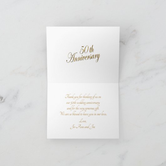 50e Golden Jubileum - Dank u wel Bedankkaart (Binnen)