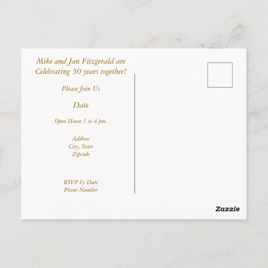 50e Golden Jubileum Invitation Card van Janz Briefkaart (Achterkant)