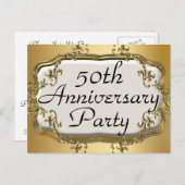50e Golden Jubileum Party Invitation Briefkaarten (Voorkant / Achterkant)