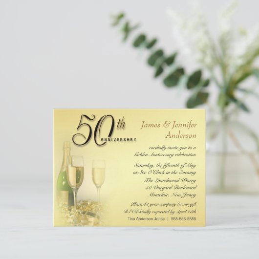 50e Golden Jubileum Party Kaart (Staand voorkant)