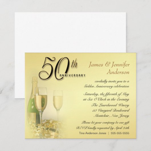 50e Golden Jubileum Party Kaart (Voorkant / Achterkant)