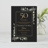 50e Golden Jubileum Red de datum Gold Black Save The Date (Staand voorkant)