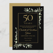 50e Golden Jubileum Red de datum Gold Black Save The Date (Voorkant / Achterkant)