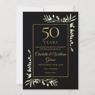 50e Golden Jubileum Red de datum Gold Black Save The Date