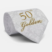 50e Golden Jubileum Silver en Gold Damask Stropdas (Opgerold)