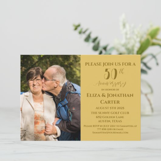 50e Golden Jubileum Surprise Party Glitter Kaart (Staand voorkant)