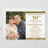 50e Golden Jubileum Surprise Party Glitter Kaart (Voorkant)