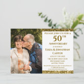 50e Golden Jubileum Surprise Party Glitter Kaart (Staand voorkant)