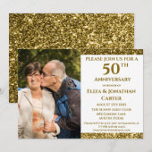 50e Golden Jubileum Surprise Party Glitter Kaart (Voorkant / Achterkant)