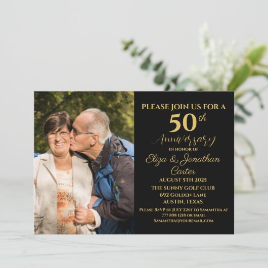 50e Golden Jubileum Surprise Party Glitter Kaart (Staand voorkant)