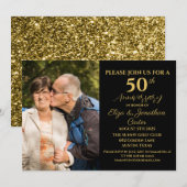 50e Golden Jubileum Surprise Party Glitter Kaart (Voorkant / Achterkant)