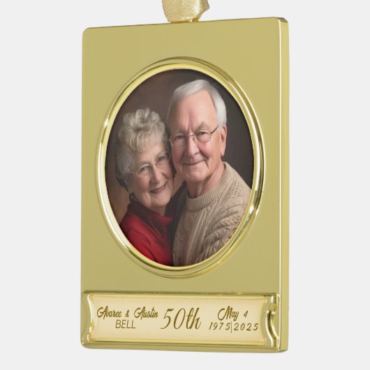 50e Golden Jubileum Verguld Banner Ornament (Links)