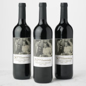 50e Golden Jubileum Wedding Foto Wijn Etiket (Flessen)