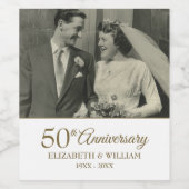 50e Golden Jubileum Wedding Foto Wijn Etiket (Enkel label)