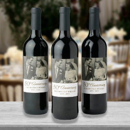 50e Golden Jubileum Wedding Foto Wijn Etiket