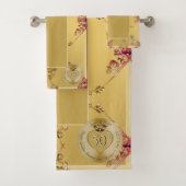 50e Golden Ochre Wedding Jubileum Badhanddoek Bad Handdoek (Insitu)