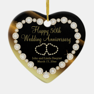 50e Golden Photo Wedding Jubileum Keramisch Ornament