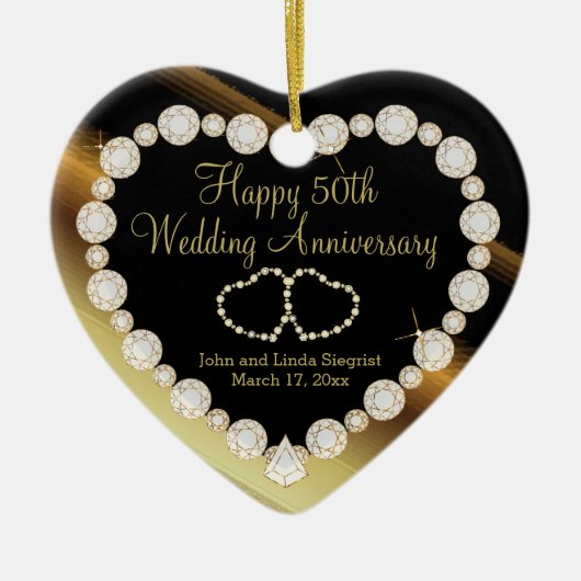 50e Golden Photo Wedding Jubileum Keramisch Ornament (Voorkant)