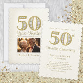 50e Golden Photo Wedding Jubileum Party Kaart