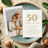 50e Golden Photo Wedding Jubileum Party Kaart