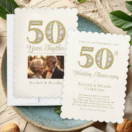50e Golden Photo Wedding Jubileum Party Kaart