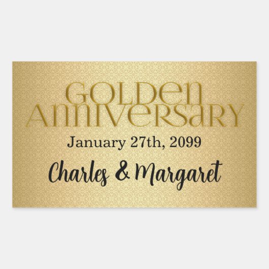 50e Golden Wedding Annivsersary Rechthoekige Sticker (Voorkant)