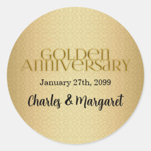 50e Golden Wedding Annivsersary Ronde Sticker