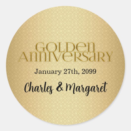 50e Golden Wedding Annivsersary Ronde Sticker (Voorkant)