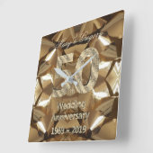 50e Golden Wedding Jubileum 2019 Typografie Vierkante Klok (Hoek)