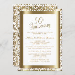 50e Golden 💑 Wedding Jubileum 2 | DIY-tekst Kaart<br><div class="desc">🥇 EEN ORIGINEEL KOPYRIGHT ART ONTWERP VAN Donna Siegrist ALLEEN BESCHIKBAAR OP ZAZZLE! 50TH GOLDEN Wedding Jubileum Party nodigt u uit om u te personaliseren. Functie in een faux gouden metalen demask look and white background. Overeenkomende producten beschikbaar. (luiers, papieren borden, stickers, enz.) 😊 Dit product is voor 100% ....</div>