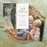 50e Golden Wedding Jubileum 2 Fotoplein Kaart<br><div class="desc">Pas je favoriete trouwfoto aan met je speciale 50e gouden trouwdag-feestelijke details in chic gold-typografie. Het omgekeerde kenmerkt een tweede speciale foto. Ontworpen door: Thisnotme©</div>