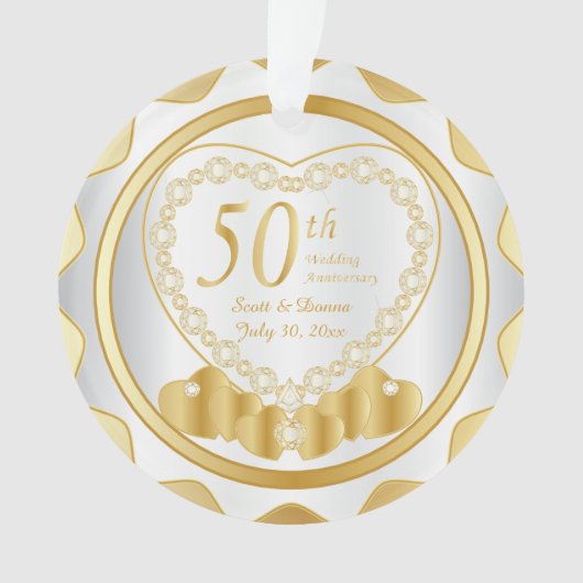 50e Golden Wedding Jubileum 2 Ornament (voorkant)
