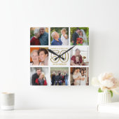 50e Golden Wedding Jubileum 8 Foto Collage Vierkante Klok (Huis)
