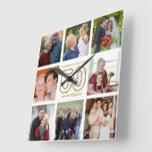 50e Golden Wedding Jubileum 8 Foto Collage Vierkante Klok (Hoek)