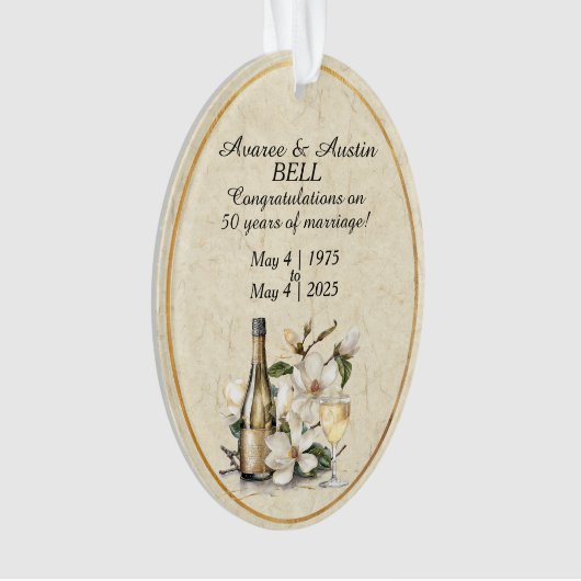 50e Golden Wedding Jubileum Acryl Ornament (voorkant)