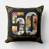 50e Golden Wedding Jubileum Black & Gold Photo Kussen (Voorkant)