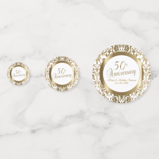 50e Golden Wedding Jubileum - Damask Confetti (Achterkanten)