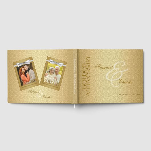 50e Golden Wedding Jubileum Damask Foto Gastenboek (Volledig)