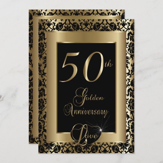 50e Golden Wedding Jubileum Design Kaart (Voorkant / Achterkant)