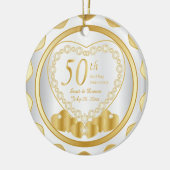 50e Golden Wedding Jubileum | DIY-naam en -datum Keramisch Ornament (Links)
