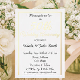 50e Golden Wedding Jubileum Eenvoudig Folie Uitnodiging