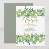50e Golden Wedding Jubileum Eucalyptusscript Kaart (Voorkant / Achterkant)