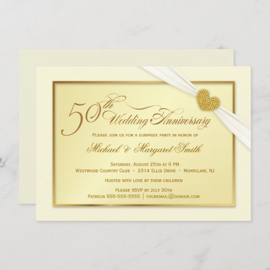 50e Golden Wedding Jubileum Fancy Uitnodigingen (Voorkant / Achterkant)
