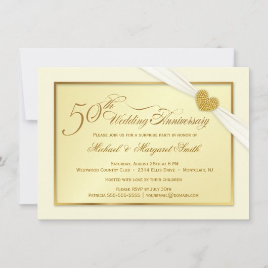 50e Golden Wedding Jubileum Fancy Uitnodigingen (Voorkant)