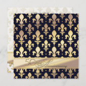 50e, Golden Wedding Jubileum, Fleur de Lis Kaart (Voorkant / Achterkant)