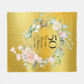 50e Golden Wedding Jubileum Floral Gold Foil Fleece Deken (Voorkant (Horizontaal))