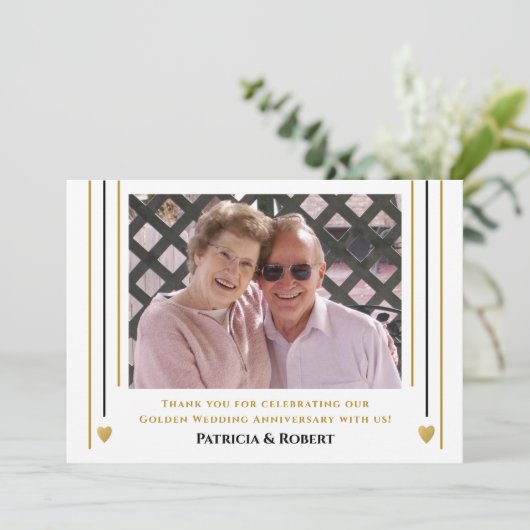 50e Golden Wedding Jubileum Foto Bedankkaart (Staand voorkant)